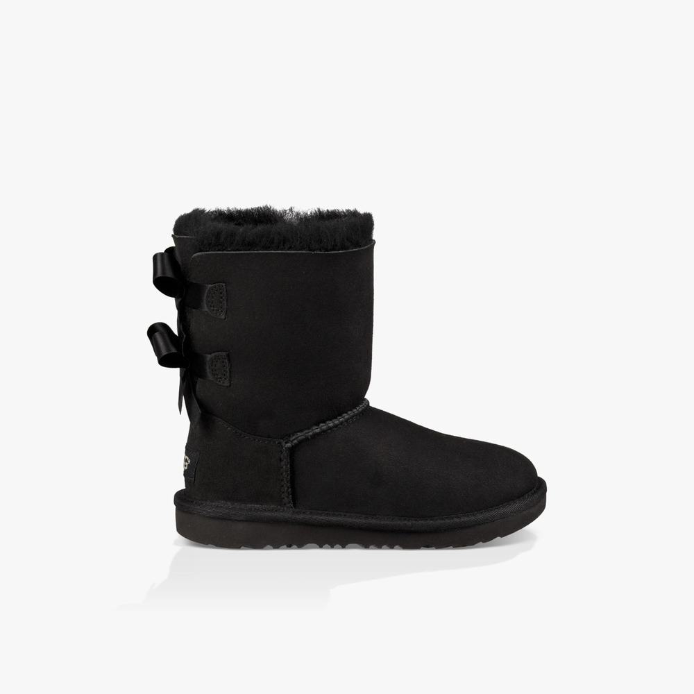 Bottes UGG Bailey Bow II Fille Noir Soldes 416UGFQA